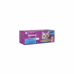 Whiskas 1+ Fish Selection in Jelly 40x85g Pouches, Adult Cat Food