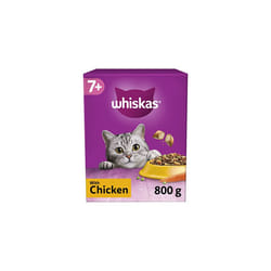 7+ Chicken Pack of 5 x 800 g Bags, Senior Cat Dry Food