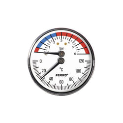 63mm 6bar 120c Thermo Pressure Gauge 1/2 Inch Rear Entry Manometer