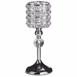 Candle Holder AVORD Glass 33 cm Silver