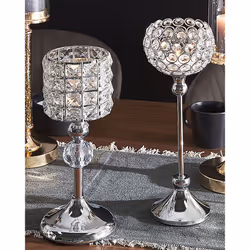 Candle Holder AVORD Glass 33 cm Silver