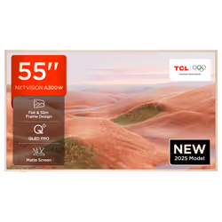 TCL 55A300W, 139.7 cm (55"), 3840 x 2160 pixels, QLED, Smart TV, Wi-Fi, White