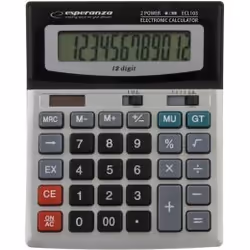 Esperanza ECL103, Desktop, Basic, 12 digits, 1 lines, Black, Grey
