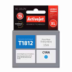 Activejet AE-1812N ink (replacement for Epson 18XL T1812; Supreme; 15 ml; cyan), High (XL) Yield, Cyan, Dye-based ink, 15 ml, ...