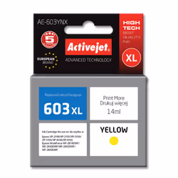 Activejet AE-603YNX ink (replacement for Epson 603XL T03A44; Supreme; 14 ml; yellow), High (XL) Yield, Yellow, Dye-based ink, ...