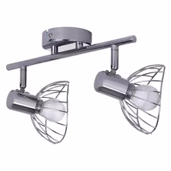 Activejet GIZEL double ceiling wall light strip chrome E14 wall lamp for living room, Surfaced, 2 bulb(s), E14, IP20, Silver