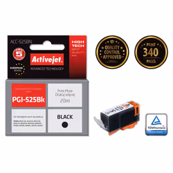 Activejet ACC-525BN ink (replacement for Canon PGI-525Bk; Supreme; 20 ml; black), High (XL) Yield, Black, Pigment-based ink, ...