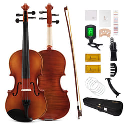 PHOENIX Violin 1/4 Full Size Kit  Violin Fiddle Set for Beginner Adults Student with Rosewood Bow  Extra Strings & Bridge  2 Rosins  Tuner  Case  Mute