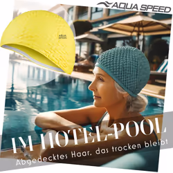 swim cap | bathing cap | sports | training | swimming | long hair | latex | Bombastic Tic-Tac | Bombastic/yellow /18