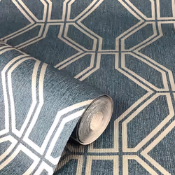 Highgrove Trellis Duplex Wallpaper Navy / Gold Rasch 275260