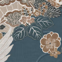 Green Kyoto Crane Wallpaper Textured Oriental Japanese Birds Floral Yellow