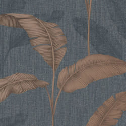 Rasch Tropical Amara Palm Leaf Effect Wallpaper - Navy Blue Rust 283463
