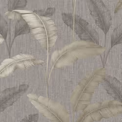 Rasch Tropical Amara Palm Leaf Effect Wallpaper - Pewter Gold 283487
