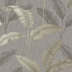 Rasch Tropical Amara Palm Leaf Effect Wallpaper - Pewter Gold 283487