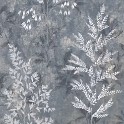 Rasch Texture Effect Garden Plant Leaves Wallpaper - Navy Blue 284071