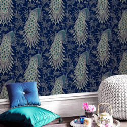 Rasch Wallpaper Peacock Navy 282992 Blue Wall Paper 282992