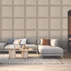 Grey 3D Panelled Wallpaper Smooth Brown Weave Wood Grain Effect Rasch 285788