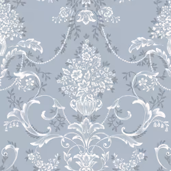 Amelie Damask Floral Wallpaper Flowers Wallpaper - Blue 260246