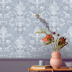 Amelie Damask Floral Wallpaper Flowers Wallpaper - Blue 260246