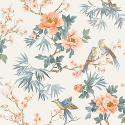 Elegant Home Chinoiserie Exotic Birds Floral Leaf Flowers Leaves Wallpaper - Pink 260561