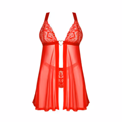 Obsessive Elianes Babydoll and Lace Thong Set Red Size: XL/2XL