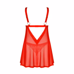 Obsessive Elianes Babydoll and Lace Thong Set Red Size: XL/2XL