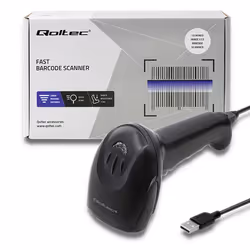 Qoltec 50866 barcode reader Handheld bar code reader 1D Laser Black