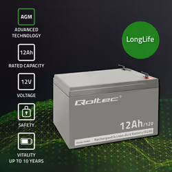 Qoltec 53049 UPS battery VRLA AGM 12 V 12 Ah