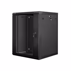 Lanberg WF01-6615-10B, Wall mounted rack, 15U, 60 kg, Key lock, Black