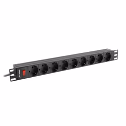 Lanberg PDU-09F-0300-BK power distribution unit (PDU) 9 AC outlet(s) 1U Black, Grey - Additional view 4