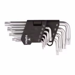 Angled Screwdriver Set; TOPEX; T10, T15, T20, T25, T27, T30, T40, T45, T50 Chrome Vanadium Steel 9