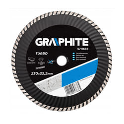 GRAPHITE 57H638, turbo wave angle grinder diamond disc tile 230mm 22.2mm bore