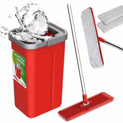 GB870 MaxiClean Flat Mop Set with 2 in 1 Cleaning Bucket 5.7L Mop Set Floor Wiper Mop Cleaning System Cleaner 360 Rotating Mo ...
