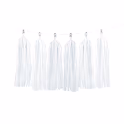 PartyDeco Girlande Quasten weiss, Garland, White, Congratulations, 1.5 m, Boy/Girl, Contemporary