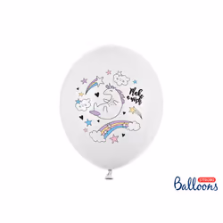 PartyDeco SB14P-205-008-6, Toy balloon, Latex, Multicolour, White, Oval, 30 cm, 6 pc(s)