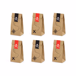 PartyDeco TNS9-031, Lunch bag, Child, Black, Natural, Red, Paper, Pattern, Rectangular