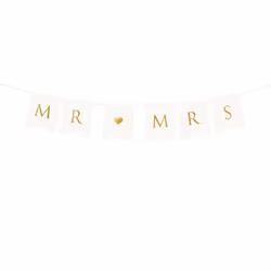 PartyDeco GRL66-008-KARTON, Garland, Paper, Gold, White, 0.85 m, English, Classic