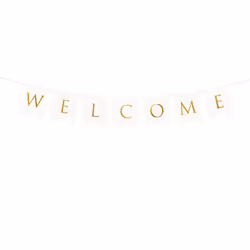 PartyDeco GRL70-008-KARTON, Bunting banner, Gold, White, Wedding, 950 mm, 150 mm, 130 mm