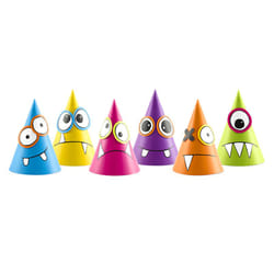 PartyDeco Party Hats Monsters, mix, 16cm