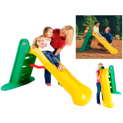 little tikes Easy Store Large Slide - Playset for Indoor or Outdoor Use - Durable, Stable, Kid-Safe - Folds for Easy Travel & Storage - Yellow & Green