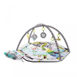 Kinderkraft Baby Playmat SMARTPLAY, Activity Play Gym, with Adjustable Fitness Frame, Playpen Function, Hanging Rattle, 5 Toys, 30 Balls, for Newborn
