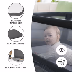 Kinderkraft Cot 4 in 1 SOFI, Travel Cot, Playpen, Cradle in one, Quick Folding, with Accessories, Mattress, Bag, Scandinavian Style,