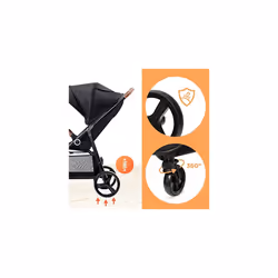 Grande Plus Stroller Pushchair for Toddlers from Birth to 22 kg, Extra-Large Hood, Lie-Flat Position, Folding with one Hand, Shock Absorption on All