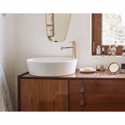 Gold Coloured Brass Bathroom Basin Faucet Standing Tall Mixer Tap Single Lever