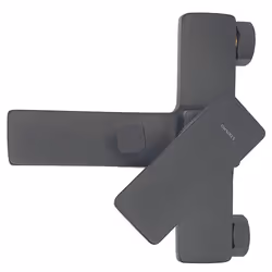 Black Bath Mixer Tap Wall Mounted Rectangle Shaped with Shower Hose Connection