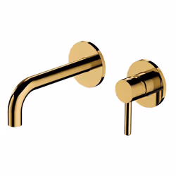 Gold Coloured Brass Bathroom Basin Concealed Mixer Tap Single Spout Lever