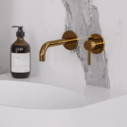 Gold Coloured Brass Bathroom Basin Concealed Mixer Tap Single Spout Lever
