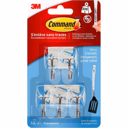 3M Command Wire Hooks With Clear Strips Small 5 Hooks & 6 Small Strips