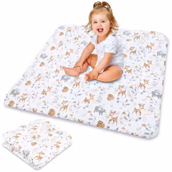 Crawling mat for Baby Play mat 100x100 cm Padded - Crawling mat Large Thick Foldable playpen Insert Made of Cotton Deer Light ...