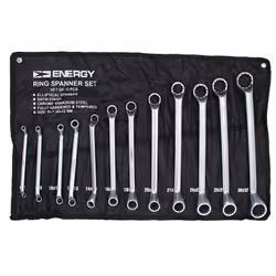 ENERGY NE01001SK12 Double Ring Spanner Set 6x7, 8x9, 10x11, 12x13, 14x15, 16x17, 18x19, 20x22, 21x23, 24x27, 25x28, 30x32 mm 12 Chrome Vanadium Steel